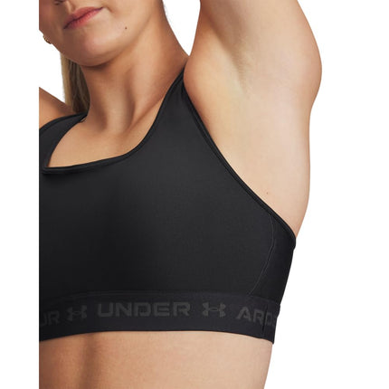 Soutien-gorge de sport à dos croisé Under Armour pour femme, maintien moyen, noir (001)/gris jet, très très grand