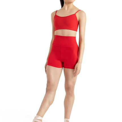 Capezio High Waisted Shorts, Red, Medium