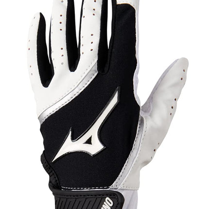 Mizuno MVP Youth Tee Ball Batting Glove, White-Black, T-Ball