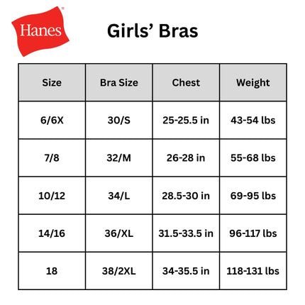Hanes Girls' Molded Wirefree Bra 2 Pack, Buttterfly Toss/Light Buff, 30A