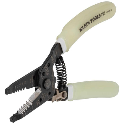 KLEIN TOOLS Wire Stripper/Cutter, Klein-Kurve Stripper/Cutter, 10-18 AWG Solid, 12-20 AWG Stranded Wire, Glow in The Dark Grips 11055GLW, High-Visibility Handle