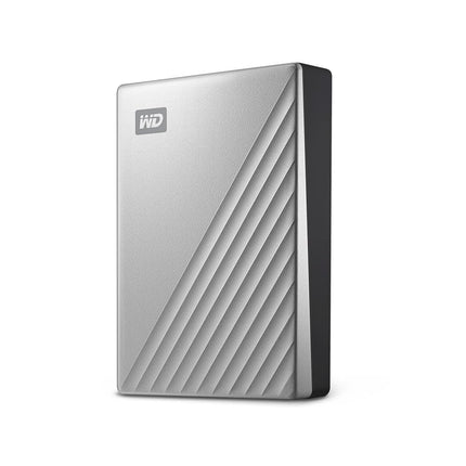 WD 4TB My Passport Ultra for Mac, portable external hard drive, USB-C, Mac Compatible, portable external storage, software with defense against ransomware, backup and password protection, Silver