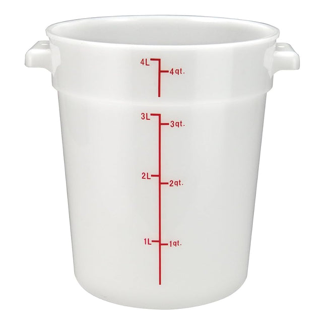Winco Heavy-Duty Round Food Storage Container, 4 Quart, White