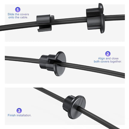 Cable Routing Kit for Starlink, Cable Mounting Kit, Starlink Accessories, Wall Grommets for Cables, Cable Wall Pass Through for 1 Inch Wall Hole and Furniture Wire Hole - 1 Pack Black