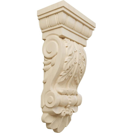 Ekena COR05X02X09ACLW 5 1/8-Inch Width x 2 3/4-Inch Depth x 9 3/4-Inch Height Thin Flowing Acanthus Corbel - Linden Wood