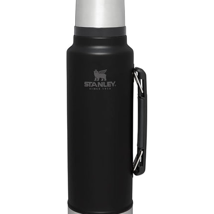 Stanley Classic Legendary Vacuum Bottle 1.5 qt Wide Mouth with Leakproof Cup Lid Keep Drinks Hot or Cold Packable for Travel Insulated Stainless Steel Thermal Bottle BPA-Free Black 2.0
