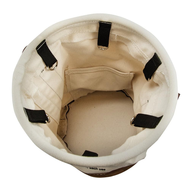 Klein Tools 5104OCTO Canvas Bucket with Leather Bottom and 6 D-Ring Connection Points on Interior, Load Rated up to 100-Pounds