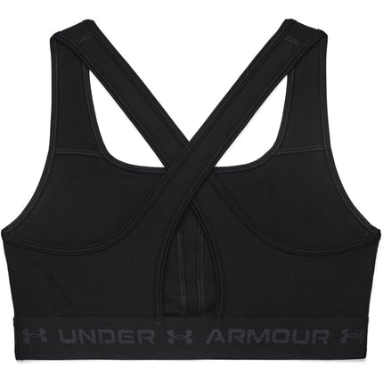 Soutien-gorge de sport à dos croisé Under Armour pour femme, maintien moyen, noir (001)/gris jet, très très grand