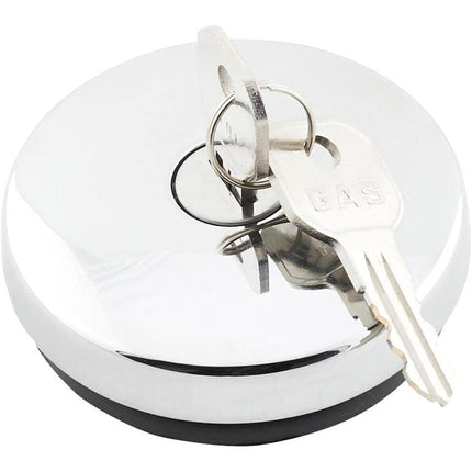 United Pacific S1301 Chrome Vented Locking Gas Cap With Two Keys For Various 1947-71 Chevy & Ford Vehicles