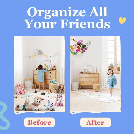 Lilly's Love Stuffed Animal Hammock | Corner Hanging Organizer, Toy Storage, Stuffed Animal Storage Net | Made From Quality Fishing Net, Holds 12lbs | 67"x47"x47" (Gray)