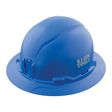 Klein Tools 60249 Hard Hat, Non-Vented, Full Brim Style, Padded Self-Wicking Odor-Resistant Sweatband, Tested up to 20kV, Blue