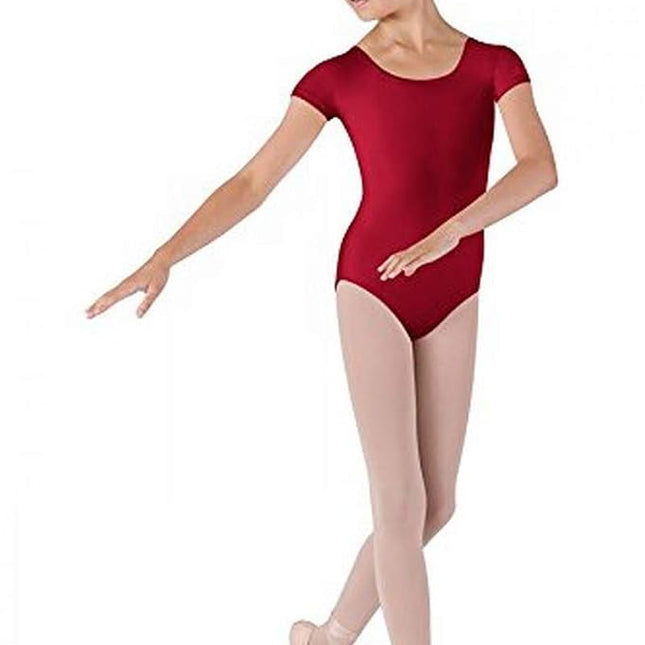 Bloch Dance Girls Dujour Microlux Short Sleeve Leotard, Red, 12