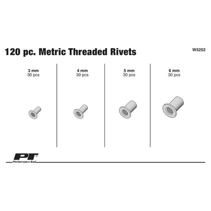 Performance Tool W5252 Rivet Assortment (120pc Metric Threaded)
