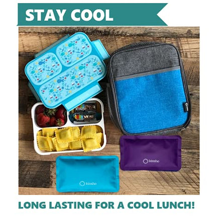 Large Ice Packs for Lunch Box, Bags, Bento Boxes, 4 Pack, Slim Soft Reusable Bags for Kids Boys Adults, Travel School Work Camping, Long-Lasting Cold, Flexible | Blue