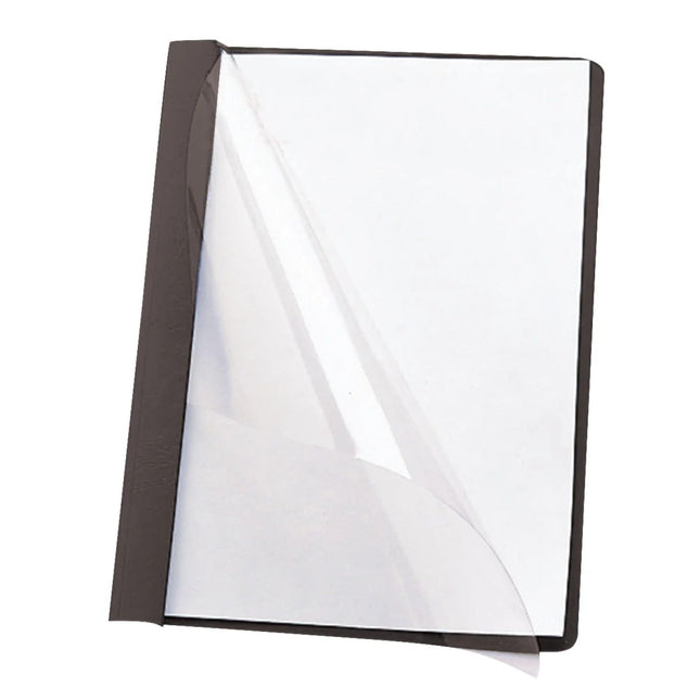 Smead Clear Front Report Cover, Three Double Tang Side Fasteners, 1/2" Capacity, Letter Size, Black, 25 per Box (87453)