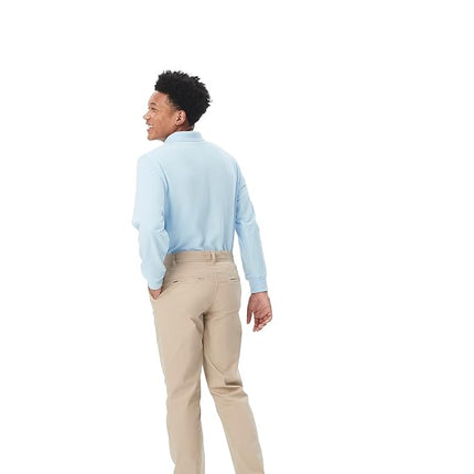 French Toast Men's Adjustable Waist Stretch Straight Fit Chino Pant (Standard & Husky), Khaki, 34W x 32L