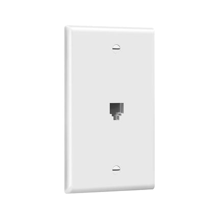 Enerlites 6631-W RJ11 Telephone Jack Wall Plate by 1-Gang, Standard Size, White, 6-Position 6-Conductor, Single Port 2-Line Support