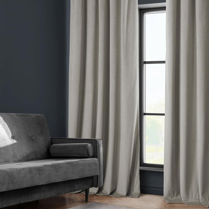 HPD Half Price Drapes Heritage Plush Velvet Curtains 108 Inches Long Room Darkening Curtains for Bedroom & Living Room 50W x 108L, (1 Panel), City Grey
