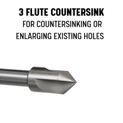 Drill America DEWCSK Series High-Speed Steel Center Reamer Countersink, 3 Flute, 1/4" Shank Diameter, 3/8" Size, 90 Degrees Angle (Pack of 1)