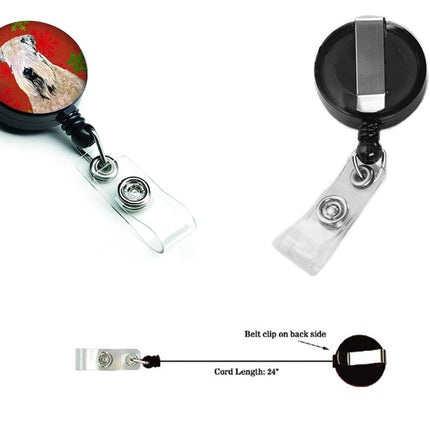 Caroline's Treasures Wheaten Terrier Soft Coated Red Snowflake Christmas Badge Reel, Multicolor (SS4700BR)