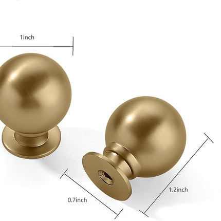 CABDM 15 Pack 1 Inch Vintage Ball Champagne Bronze Cabinet Knobs Kitchen Cabinet Hardware Satin Brass Drawer Knobs Pulls for Drawers.