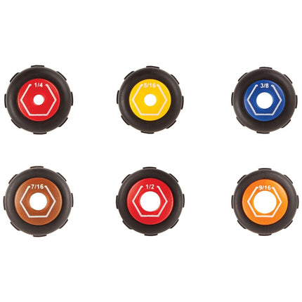 Klein Tools 65411 Hollow-Shaft Nut Driver Set, Heavy-Duty, Color-Coded Hex Sizes 1/4 to 9/16-Inch, Cushion-Grip Handles, 6-Piece