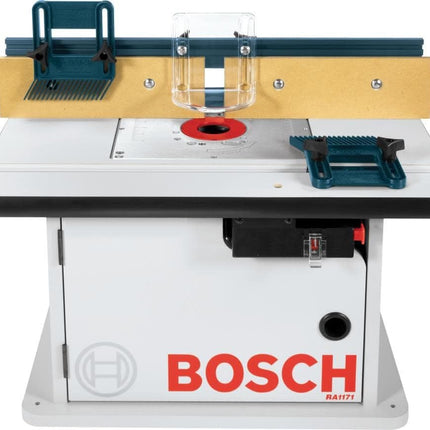 BOSCH RA1171 25-1/2 in. x 15-7/8 in. Benchtop Laminated MDF Top Cabinet Style Router Table with 2 Dust Collection Ports