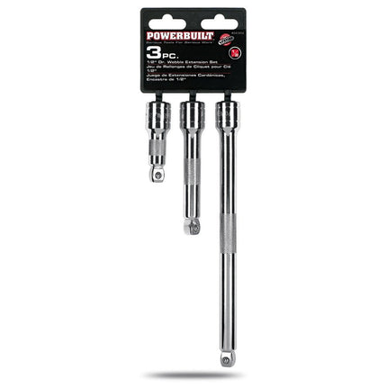 Powerbuilt 640856 1/2-Inch Drive Wobble Extension Set, 3-Piece