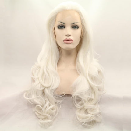 Heat resistant synthetic lace front wig light blonde nature wave Platinum Blonde Glueless Long Natural Straight Half Hand Tied Replacement Full Wig For Women Heat resistant Friendly