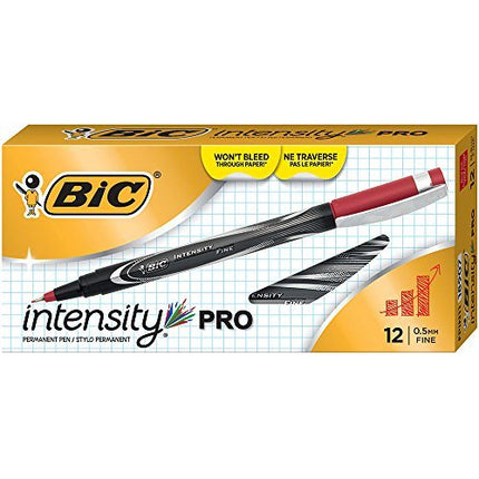 Bic Intensity Permanent Fine Red Pen, 0.5 mm, Doze