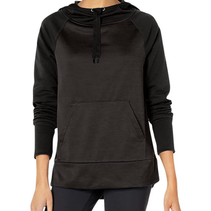Hanes Women's Sport Performance Fleece Pullover Hoodie, Black Solid/Black Heather, S