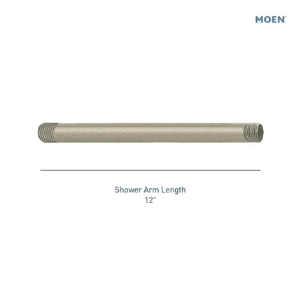 Moen 226651NL 12-Inch Straight Shower Arm, Nickel