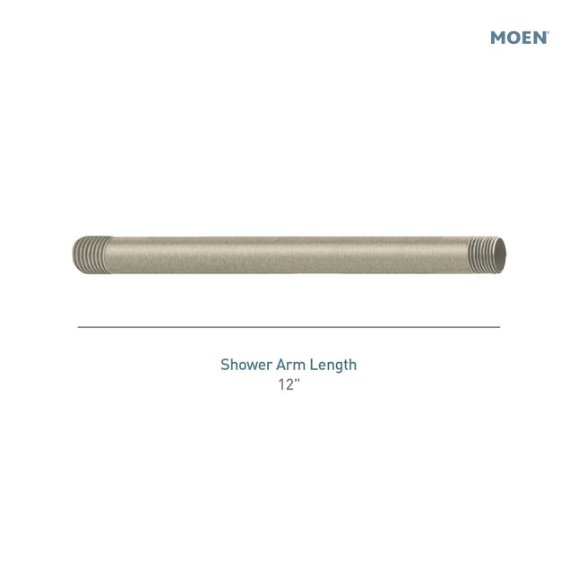 Moen 226651NL 12-Inch Straight Shower Arm, Nickel