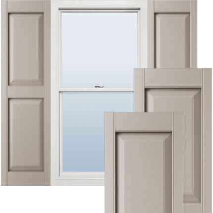 Ekena Millwork Lifetime Vinyl LP2S14X03100CL Standard Two Equal Panel Vinyls, Raised Panel Vinyl Shutters, w/Installation Shutter-Lok's & Matching Screws (Per Pair), 14 3/4"W x 31"H, Clay