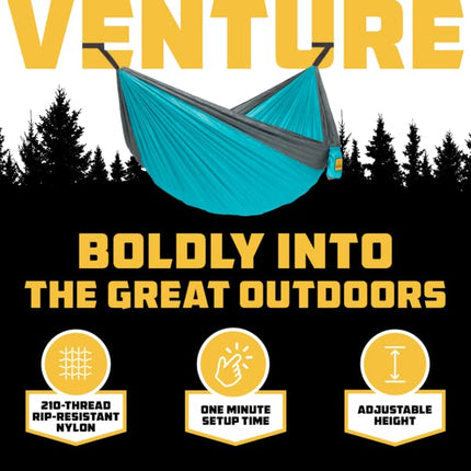 Wise Owl Outfitters Hammock for Camping Single Hammocks Gear for The Outdoors Backpacking Survival or Travel - Portable Lightweight Parachute Nylon SO Lt Blue & Grey