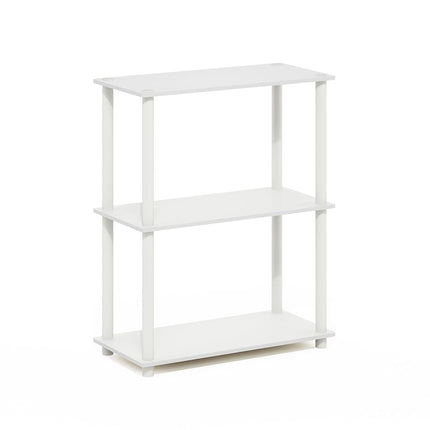 Furinno TURN-N-TUBE Storage Shelves, 3-Tier Book Shelf, Corner Shelf, Toolless Open Shelves, for Organization and Storage, Living Room, Garage, Home Office, White