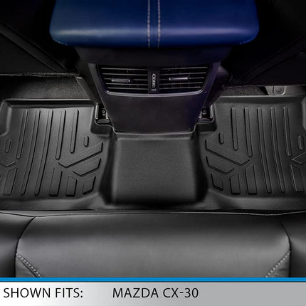 SMARTLINER Tapis de sol toutes saisons sur mesure 2 rangées et tapis de coffre derrière la 2ème rangée Ensemble noir pour Mazda CX-30 2020