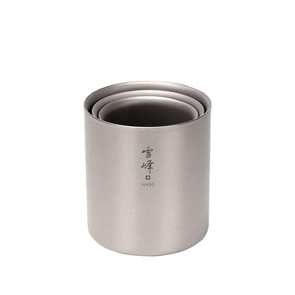 Snow Peak Titanium Seppou Stacking Mug - Double Wall Insulated Coffee Mug for Camping & Backpacking - Ultralight & Durable Titanium Cup - H450