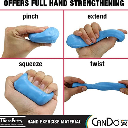 CanDo TheraPutty Standard Hand Exercise Putty For Rehabilitation, Exercises, Hand Therapy, Occupational Therapy, Hand Strengthening, Improve Motor Skills, Stress Relief, 6 Piece Set (Tan, Yellow, Red, Green, Blue, Black)