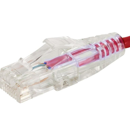 Monoprice SlimRun Cat6 Ethernet Patch Cable - Network Internet Cord - RJ45, Stranded, 550Mhz, UTP, CMR, Riser Rated, Pure Bare Copper Wire, 28AWG, 5ft, Red