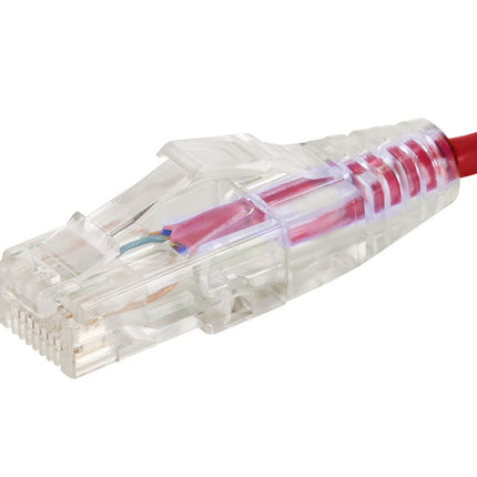 Câble de raccordement Ethernet Monoprice SlimRun Cat6 - Cordon réseau Internet - RJ45, toronné, 550Mhz, UTP, CMR, classement colonne montante, fil de cuivre pur nu, 28 AWG, 1,5 m, rouge