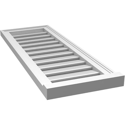 14"W x 38"H Rectangle Surface Mount PVC Gable Vent: Functional, w/ 2"W x 2"P Brickmould Sill Frame