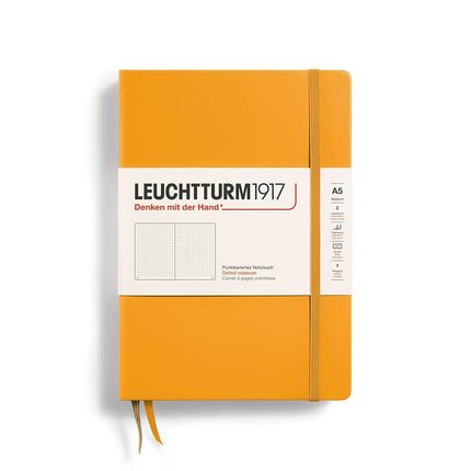 Notebook Medium (A5), Hardcover, 251 numbered pages, Rising Sun, dotted