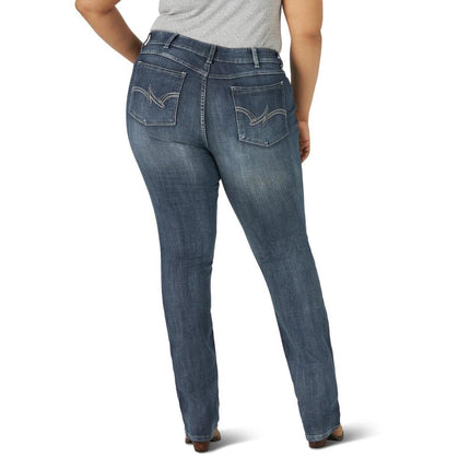 Wrangler Women's Plus Mid Rise Straight Jean, Medium Blue, M