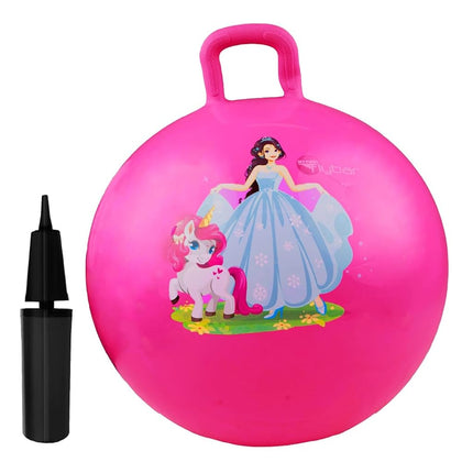 Flybar Hopper Ball for Kids, Inflatable Bouncy Ride-On Ball w/Handle for Indoor & Outdoor Active Play, Includes Pump, Jump Toy for Boys & Girls, Supports Up to 165 lbs, Ages 3+, 18-Inch, Small