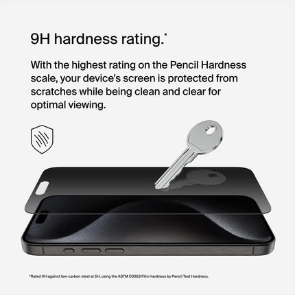 Belkin ScreenForce TemperedGlass Treated Privacy Screen Protector for iPhone 15 Pro Max - Slim & Scratch-Resistant - Includes Easy Align Tray for Bubble Free Application