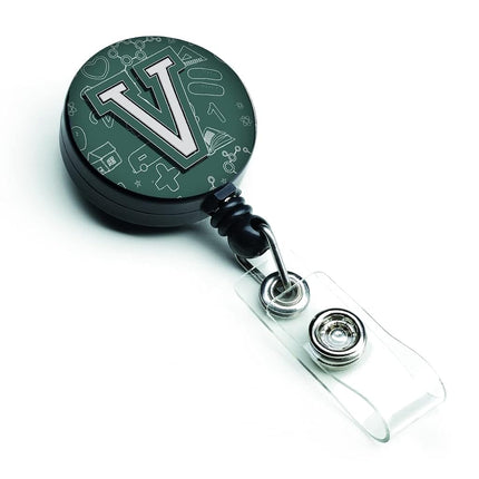 Caroline's Treasures Letter V Back to School Initial Retractable Badge Reel, Multicolor (CJ2010-VBR)