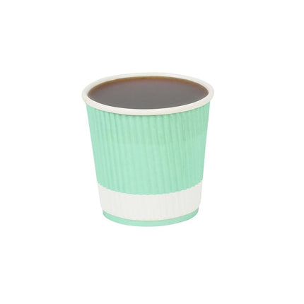 Restaurantware Ripple Wall Coffee Cups 500 Count 4 Ounce Insulated Light Green Paper Cups, Rolled Rim Spill-Resistant Disposable Paper Non-Slip for Coffee, Beverages