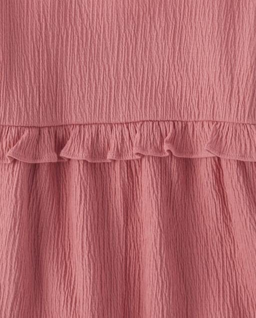 The Children's Place Baby Toddler Girl Long Sleeve Ruffle Top, Lotus Flower, 6-9 Months
