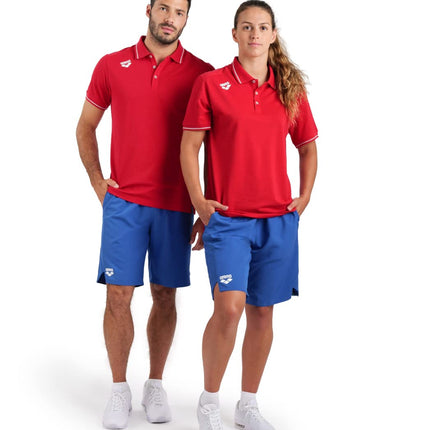 ARENA Unisex Team Polo Shirt Cotton Solid Polo Shirt, red, S